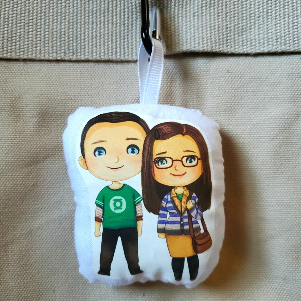 Big Bang Theory Sheldon and Amy Bag Dangle/Clip.